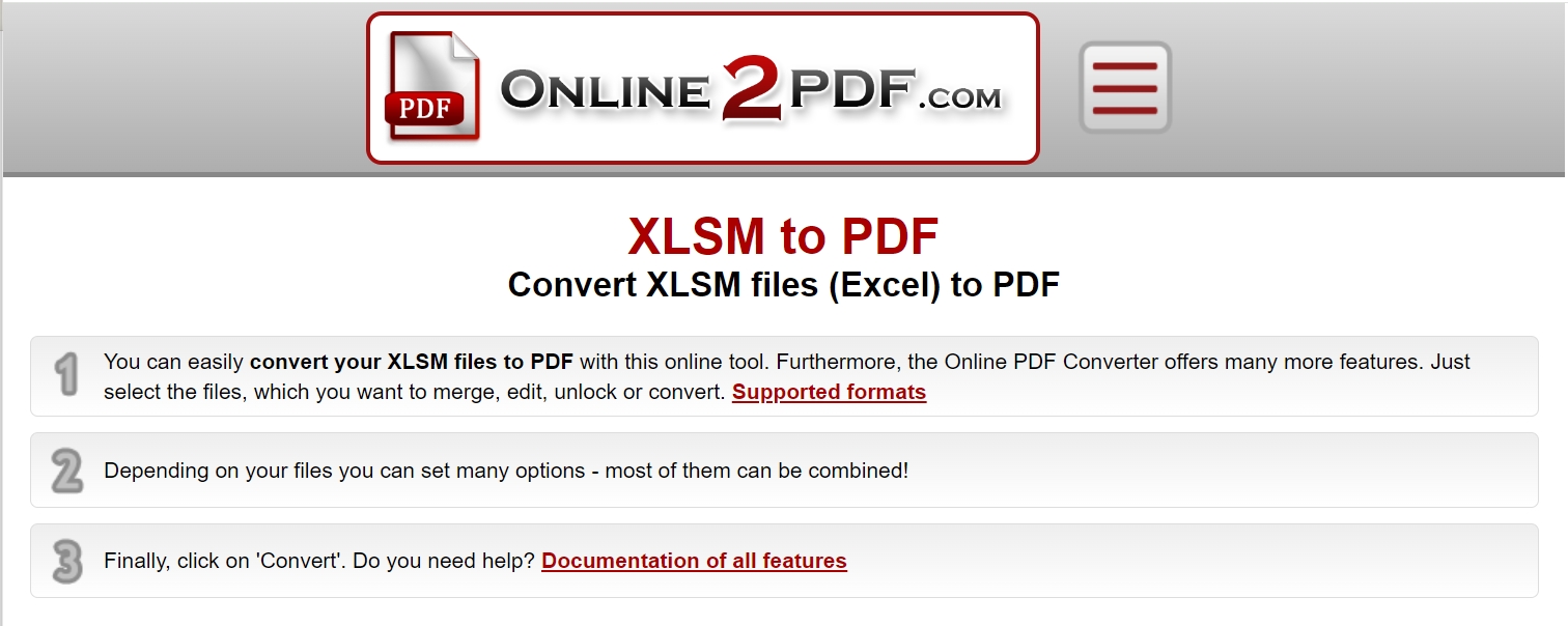 xlsm to pdf Online2PDF