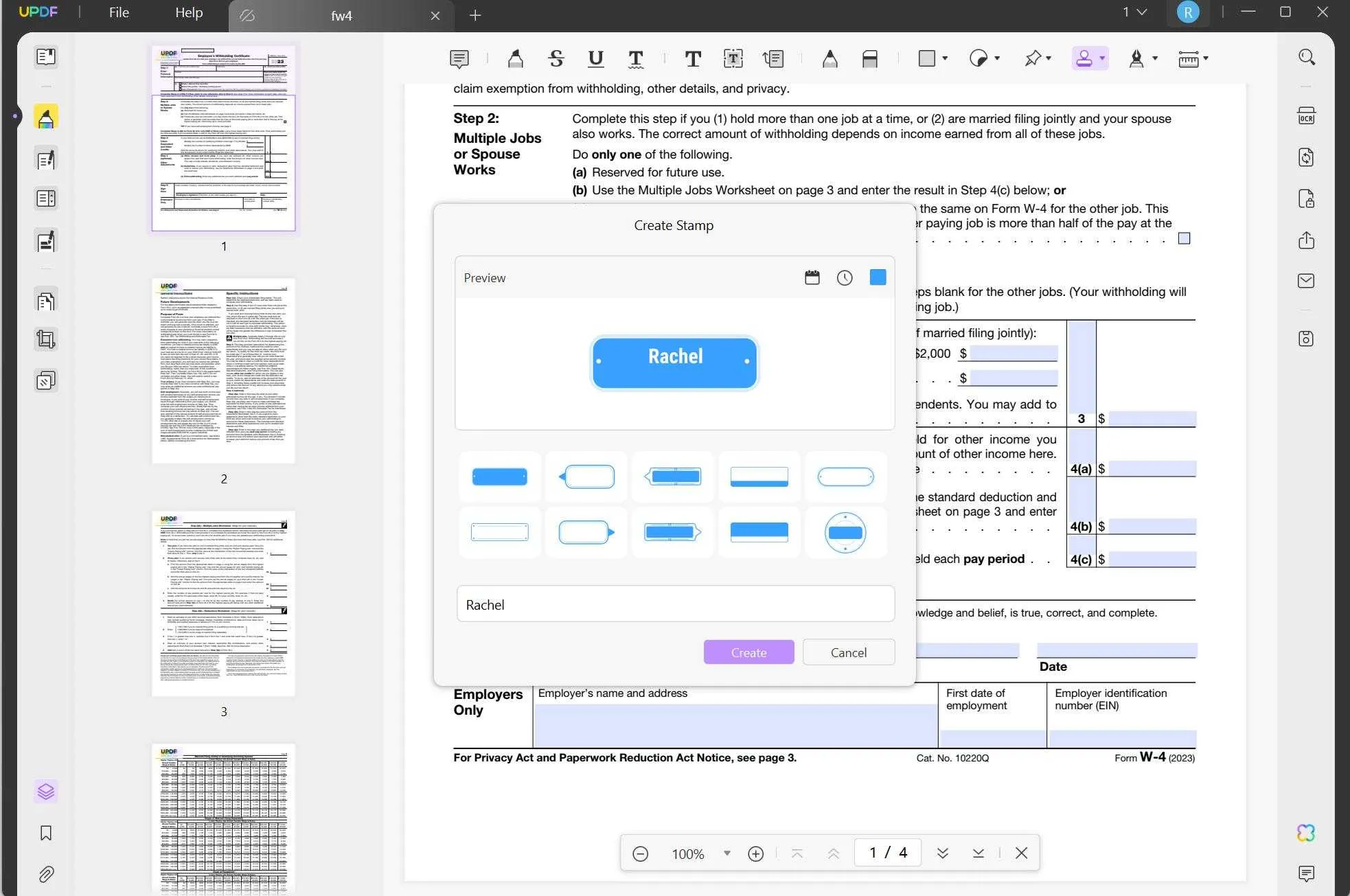 creare il timbro di firma normale in PDF con UPDF