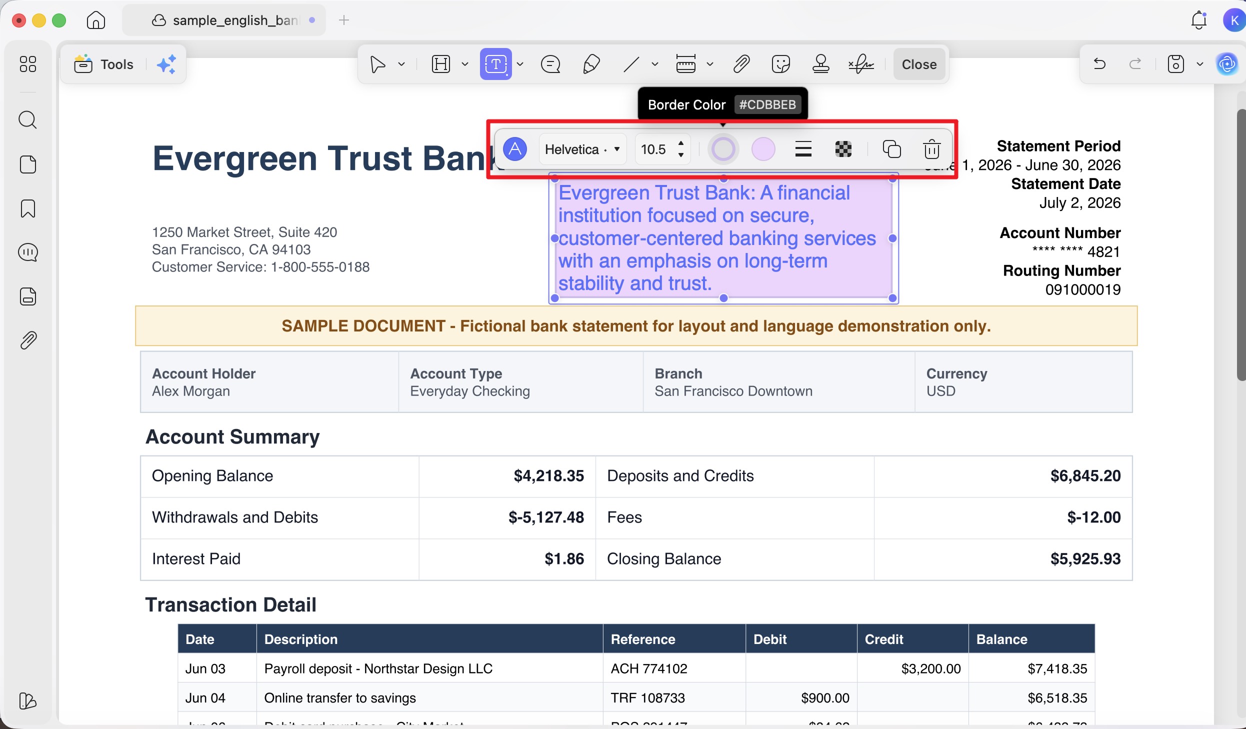 adjust the font color size and more with updf mac