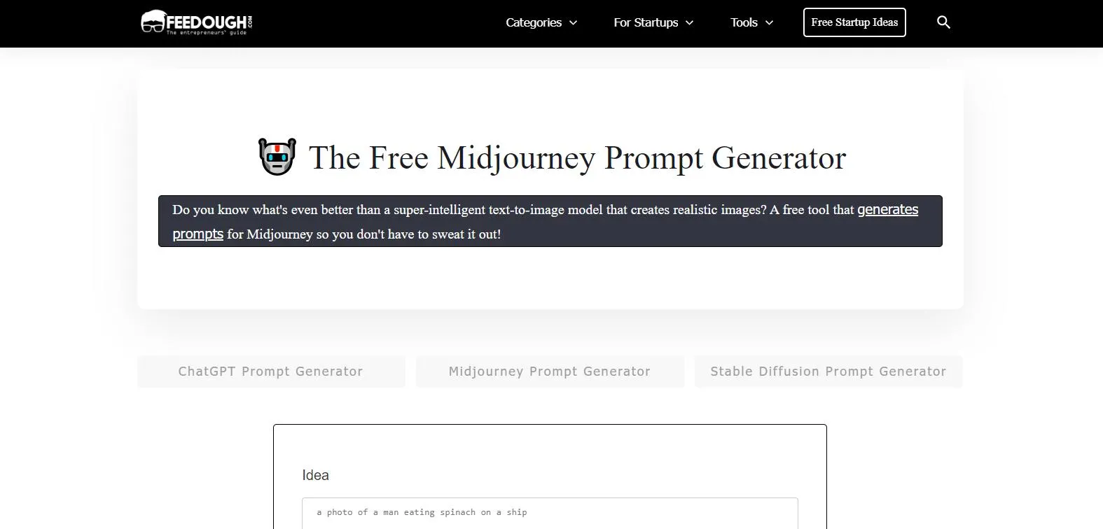 KI-Prompt-Generator Feedough Website