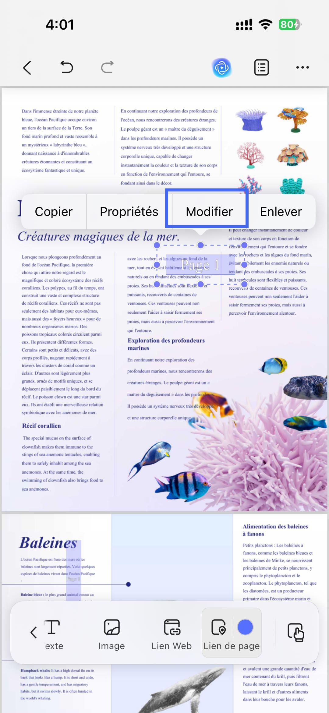 modifier le lien vers l'URL ios