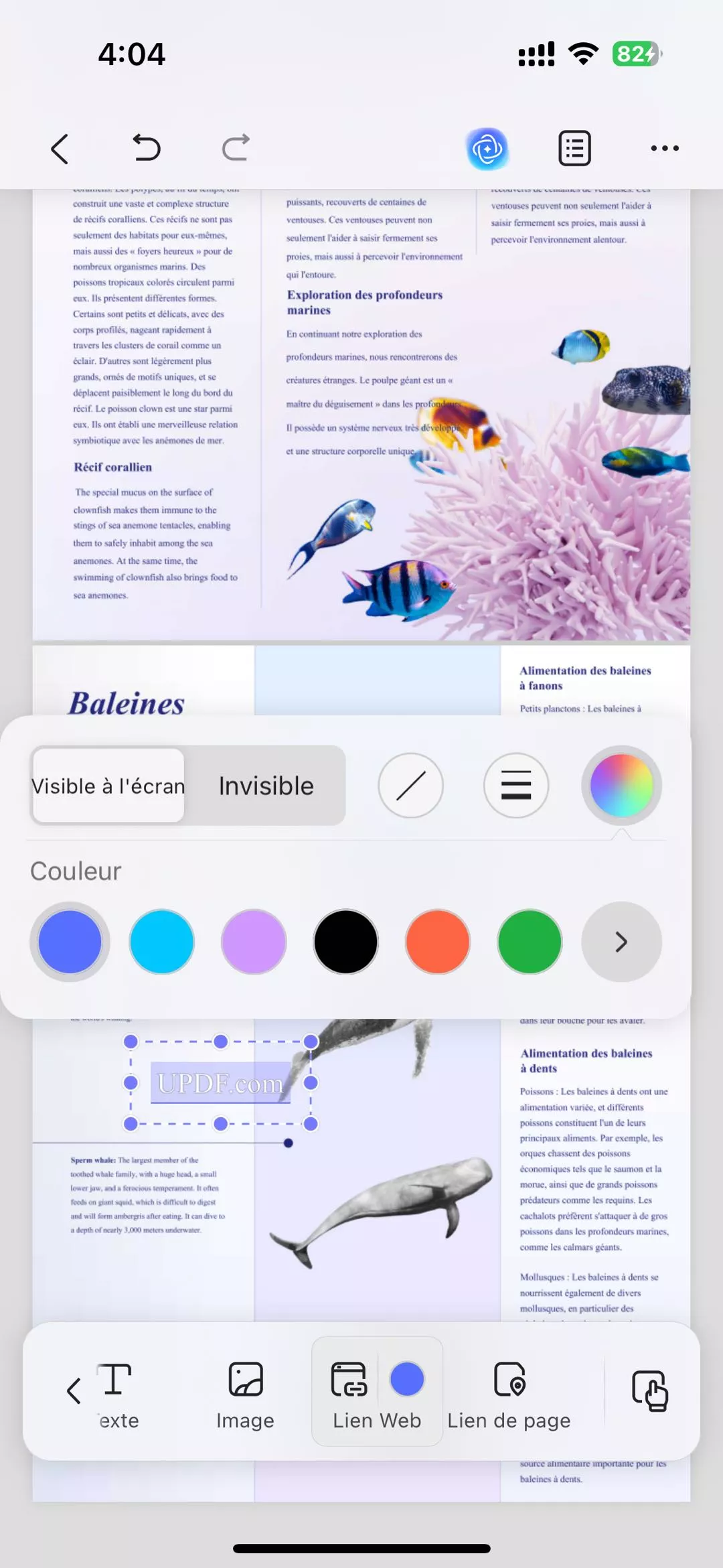 personnaliser le lien ajouté