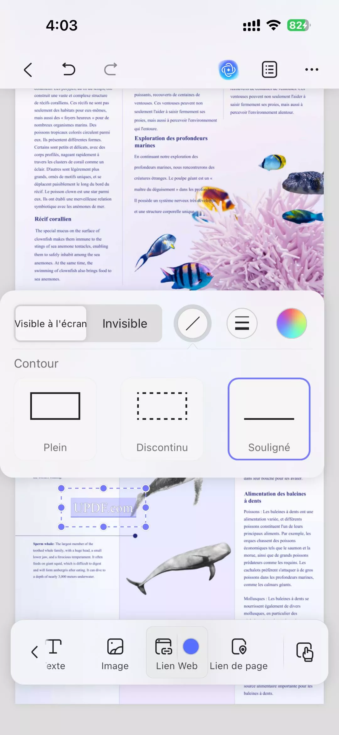 sélectionnez le contour et l'épaisseur