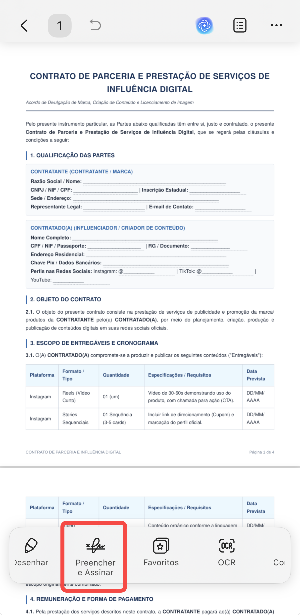 assinar um contrato em PDF pelo celular