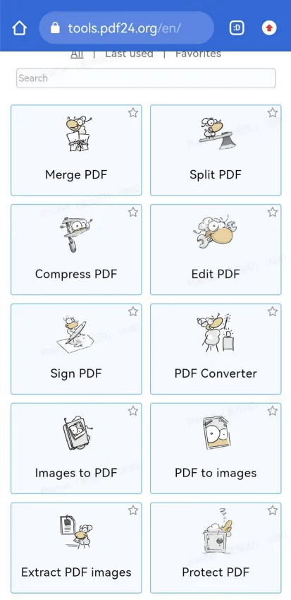 selecionar imagens para PDF nas ferramentas PDF24