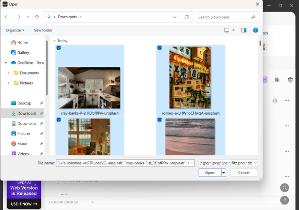 Wählen Sie alle Bilder aus, um sie mit UPDF stapelweise in PDF zu konvertieren