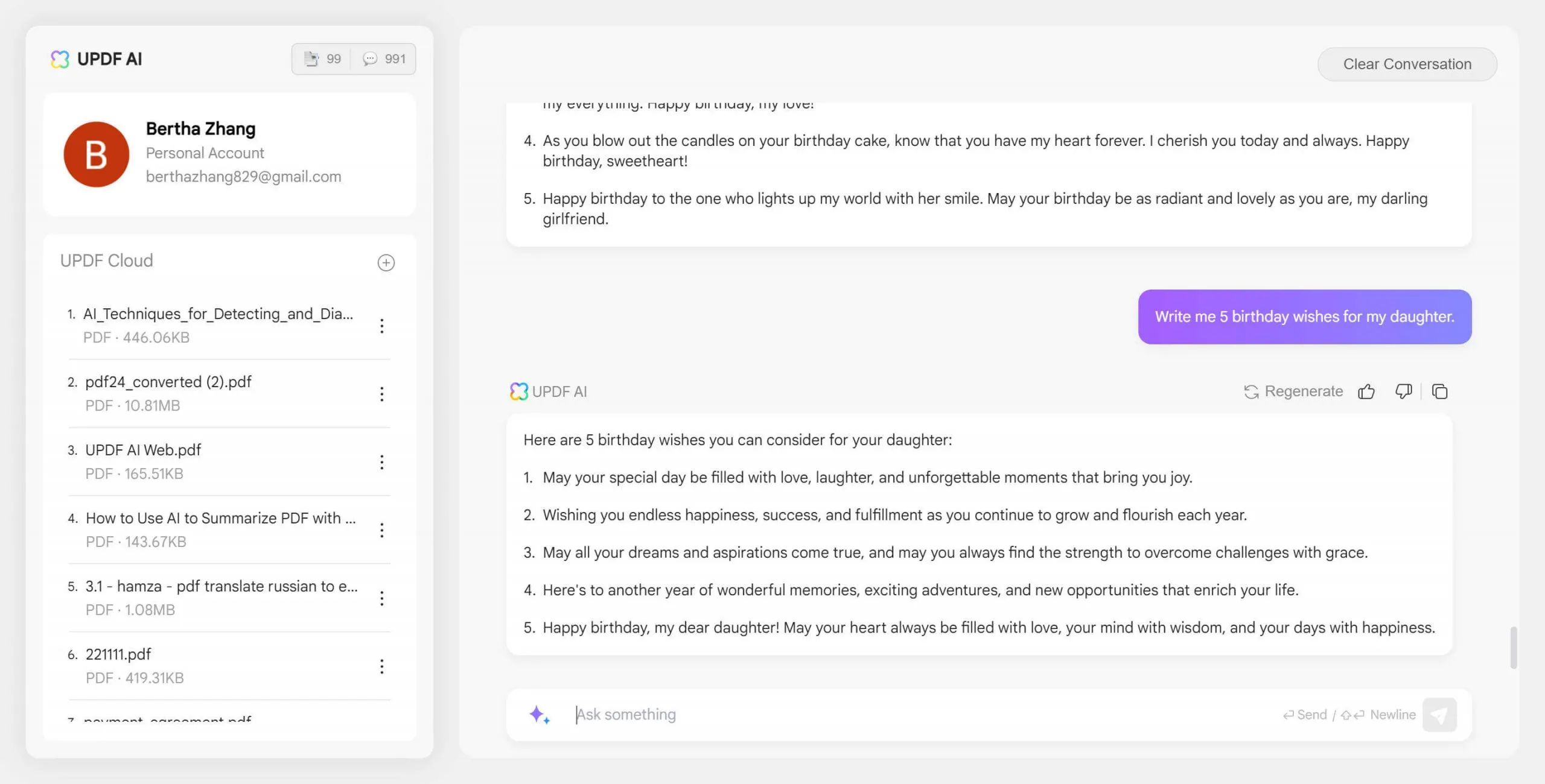 UPDF AI generated birthday wishes