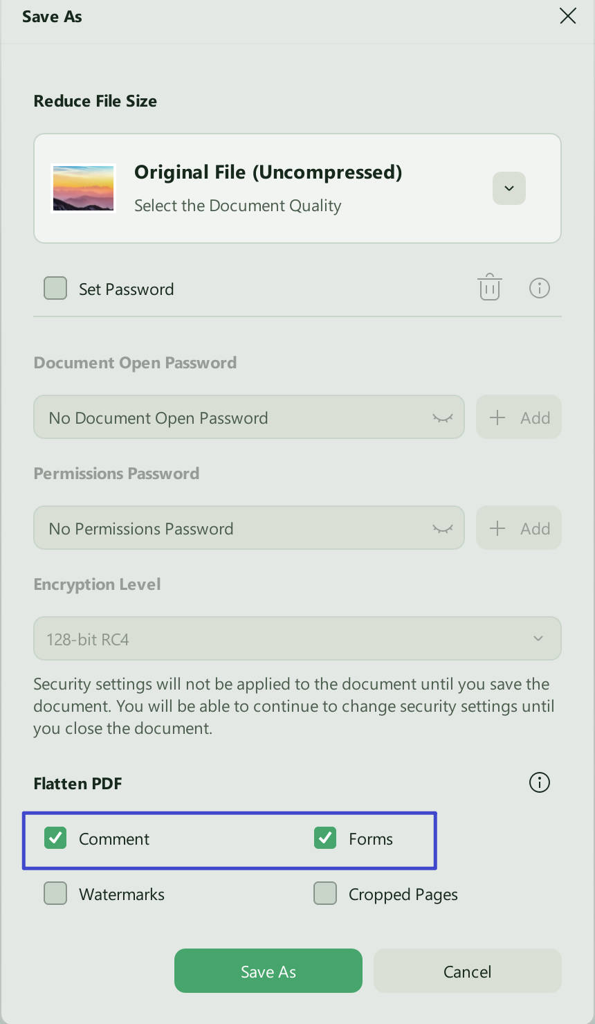 Flatten Annotations and Forms in UPDF