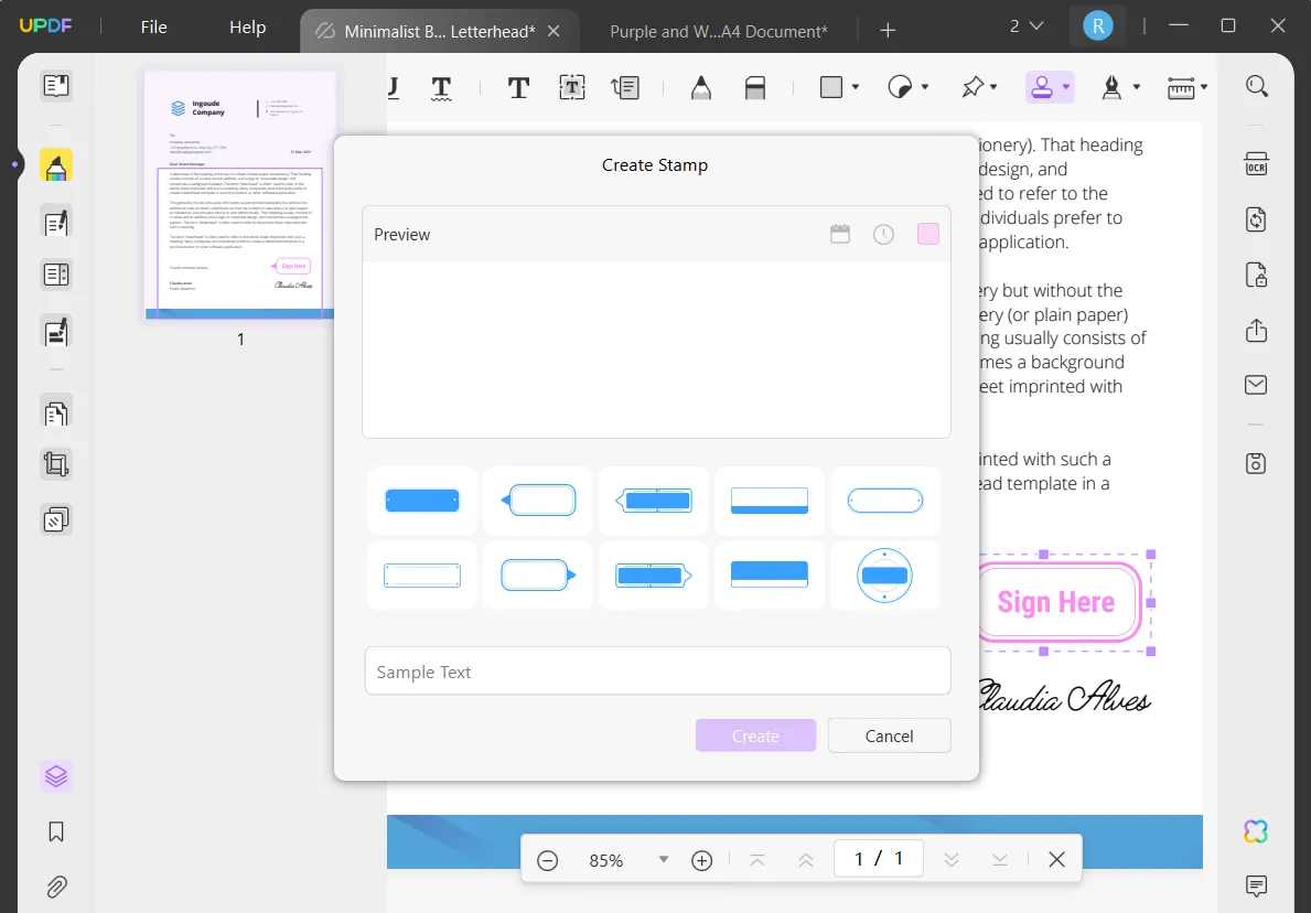 Copiar sello para PDF Cree un sello personalizado para copiar y pegar en otro PDF con UPDF