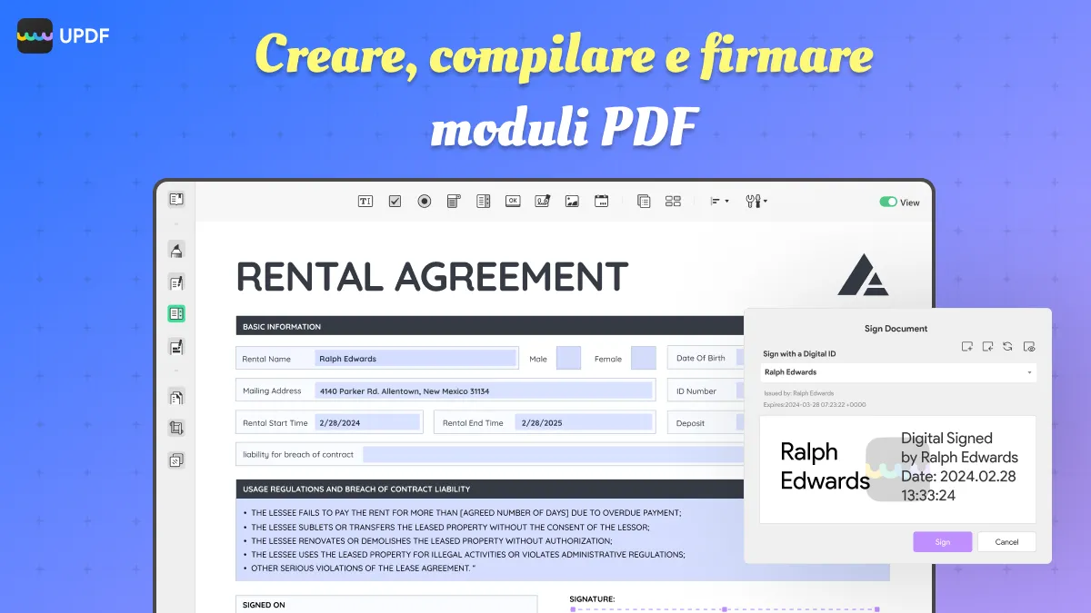 crea e firma modulo pdf