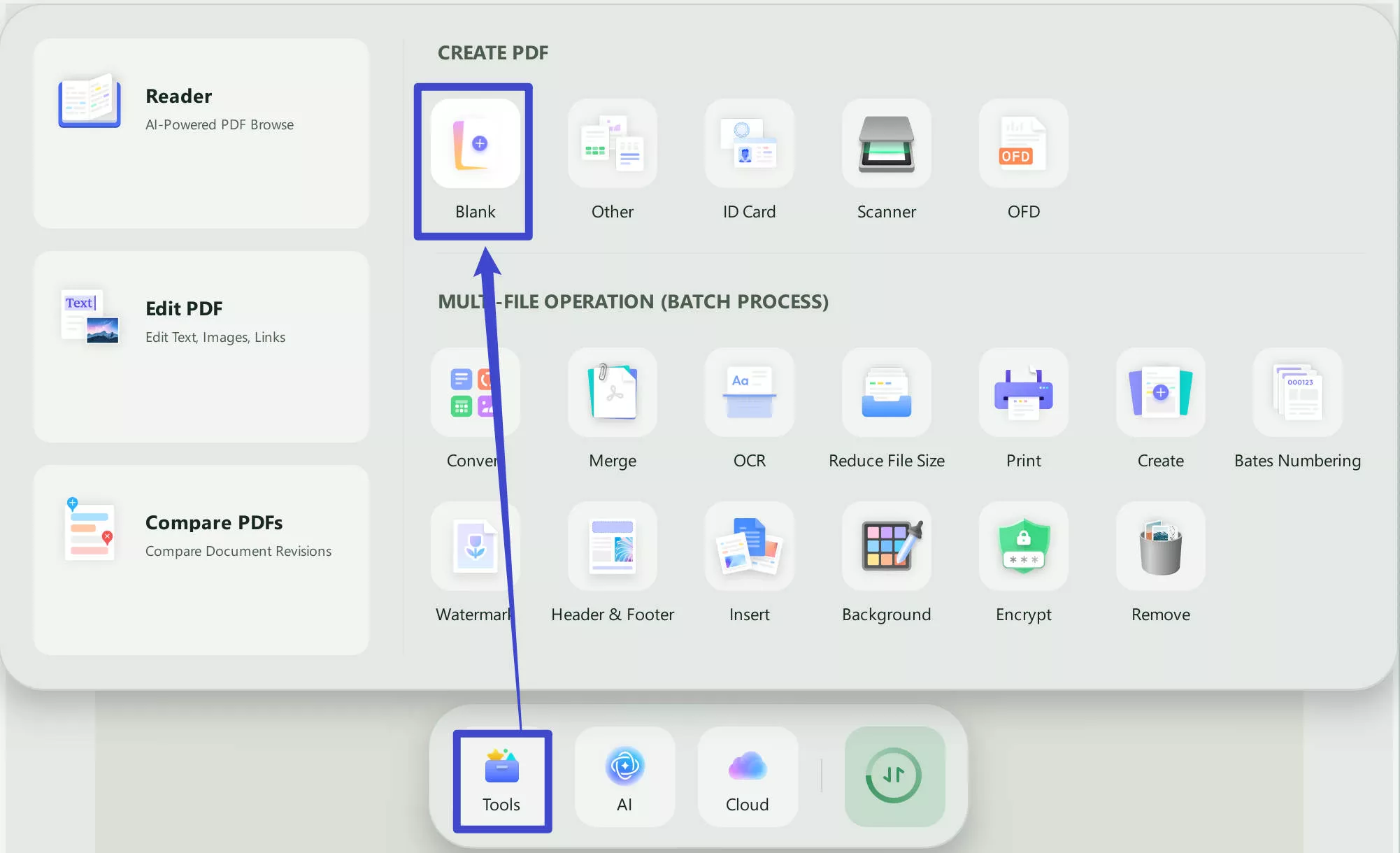 create a table in pdf create a blank PDF to create a PDF table with UPDF