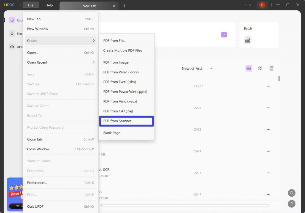 create PDF from scanner