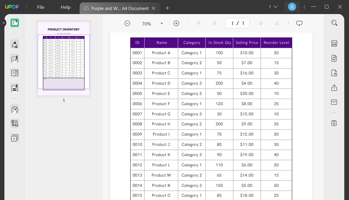 create a table in pdf open spreadsheet