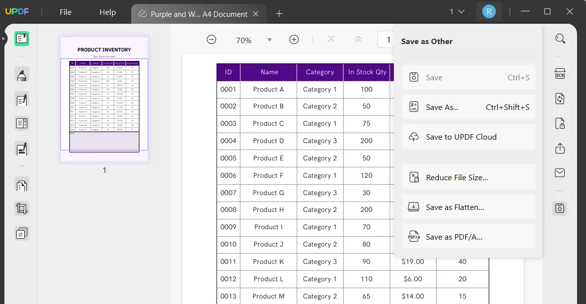 create a table in pdf edit updf