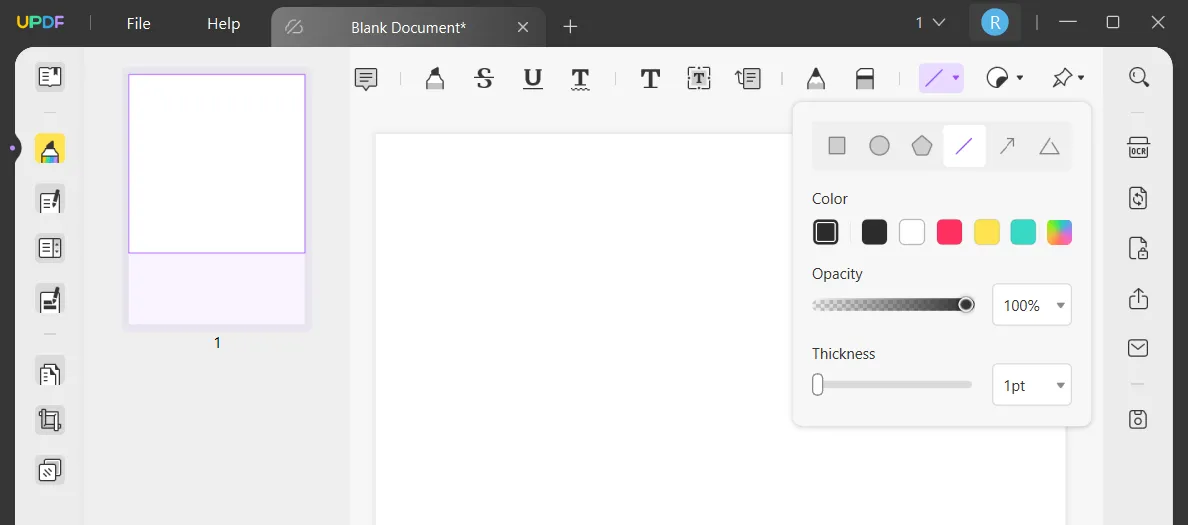 create a table in pdf  use the line shape in UPDF