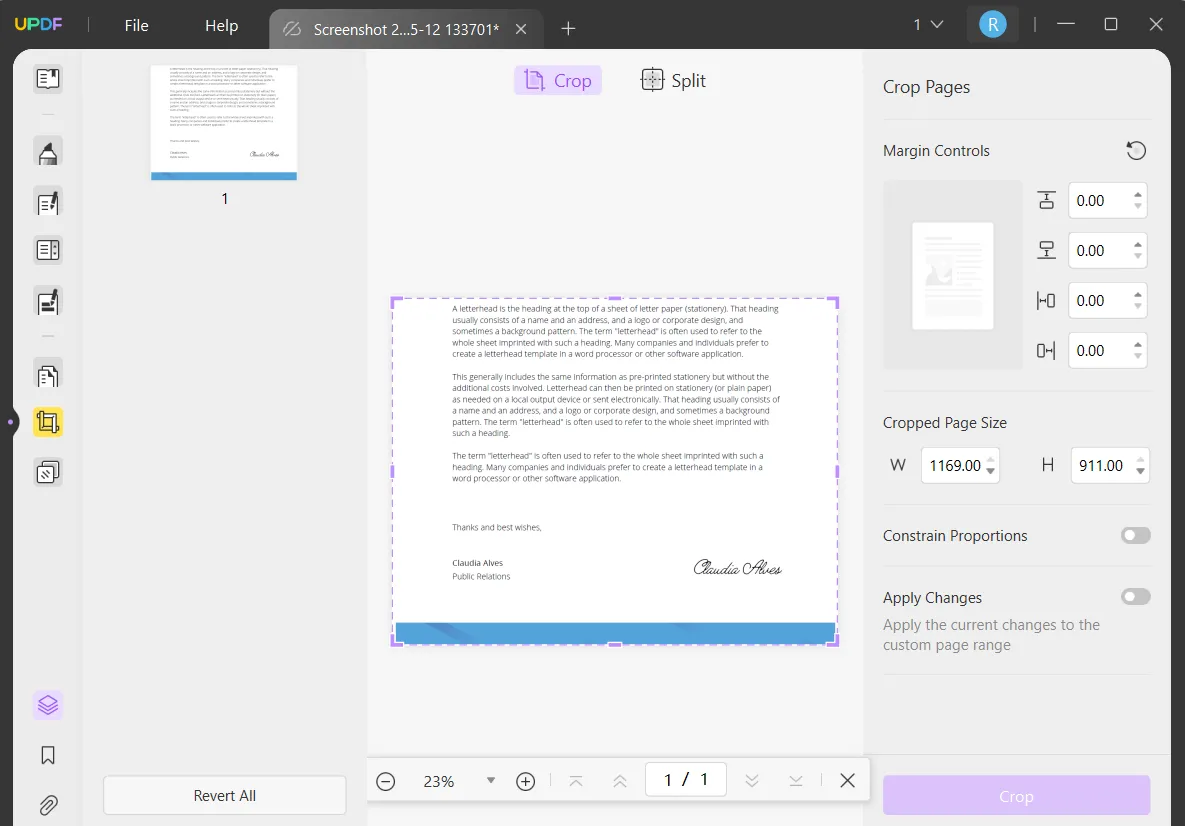 Ritagliare una firma da un PDF tramite screenshot