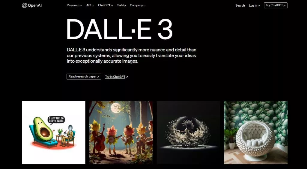 dall-e 3-Website-Schnittstelle