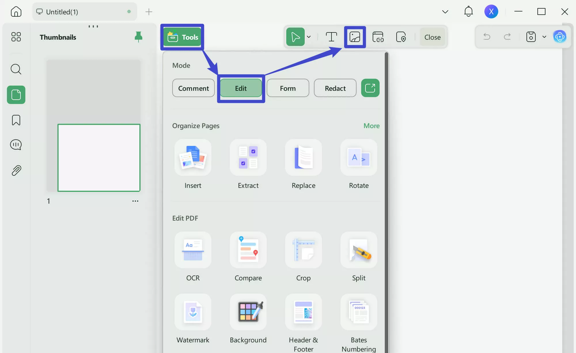create a table in pdf insert the image to PDF with UPDF