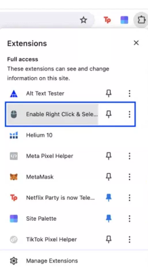 use the Enable Right Click & Select: allow copy chrome extension