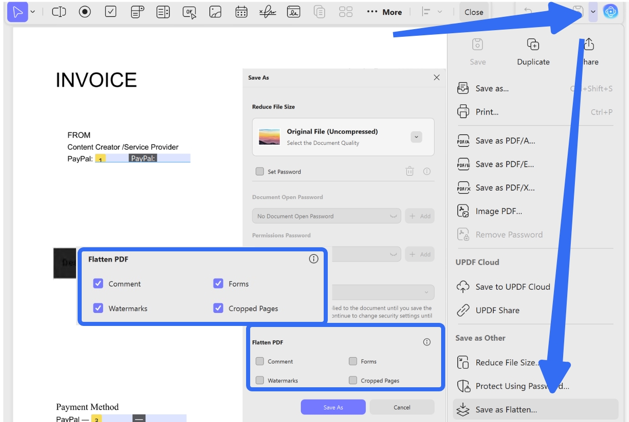 flatten pdf to make fillable pdf as regular pdf