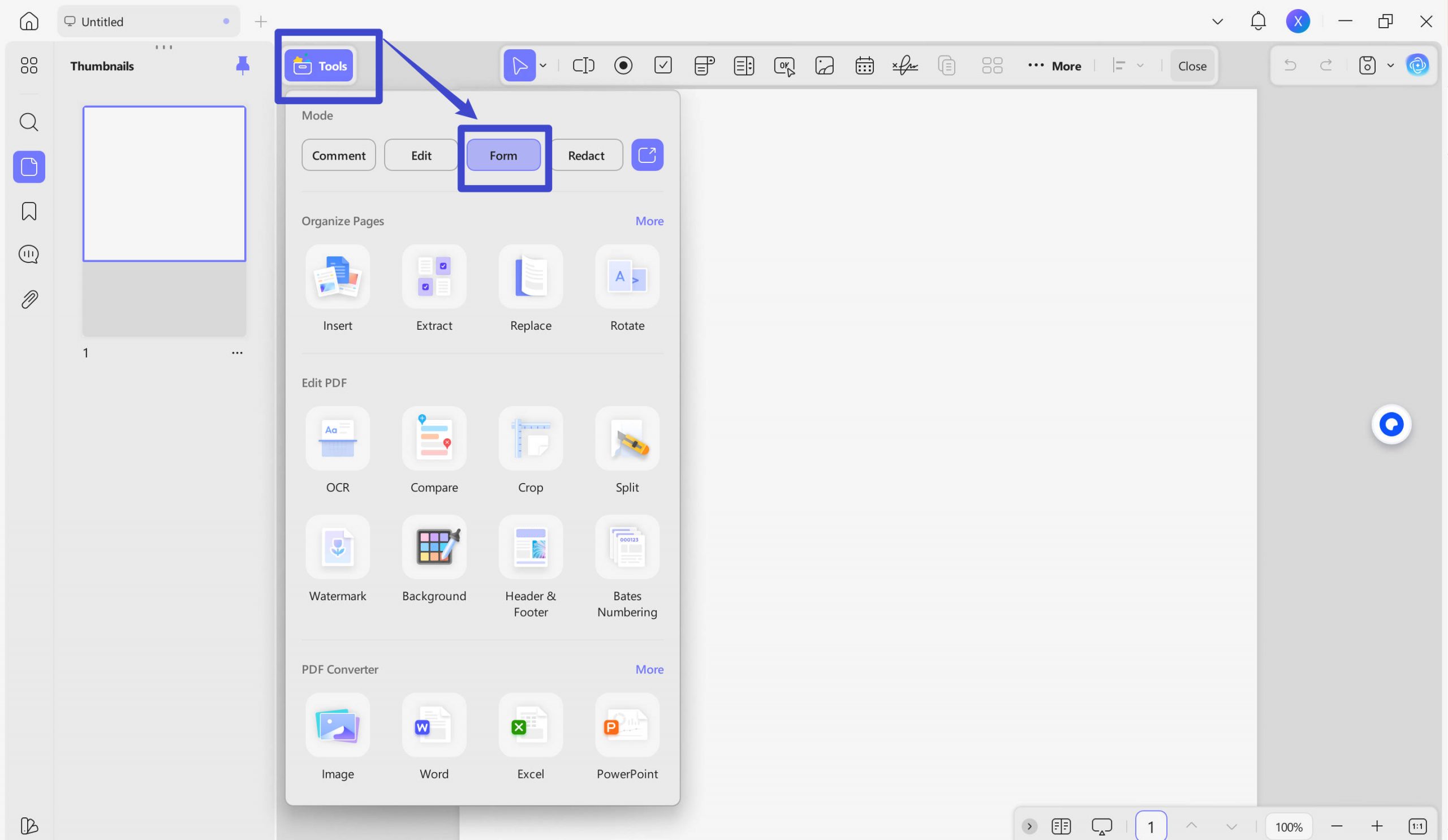 Now click on "Prepare Form" from the options on the left.