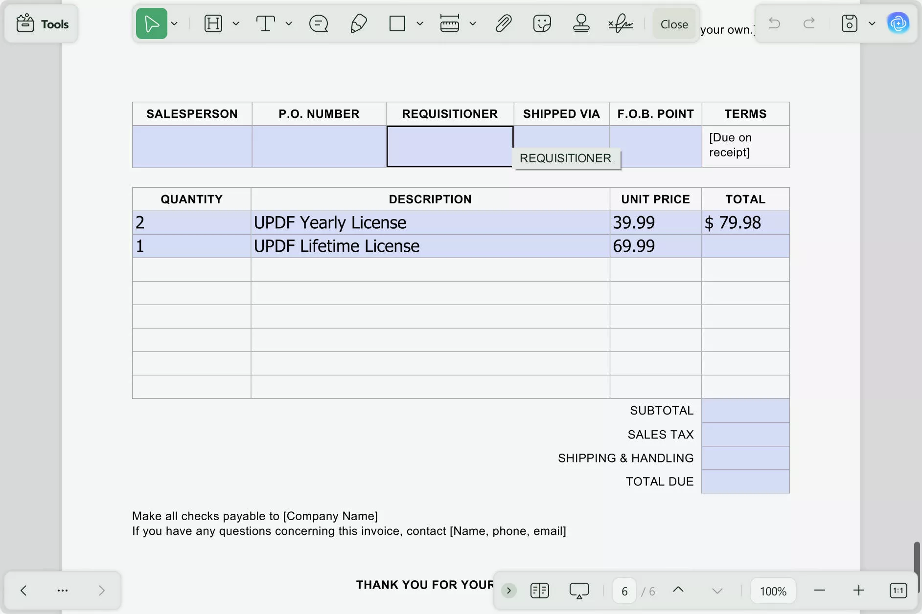 create a table in pdf edit updf