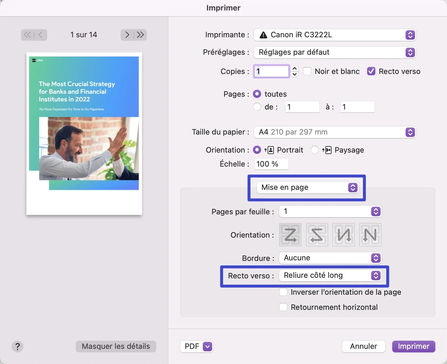 imprimer recto verso dans le même sens pdf