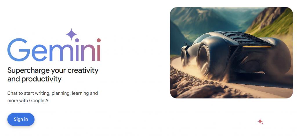 Interfaz del sitio web de Gemini