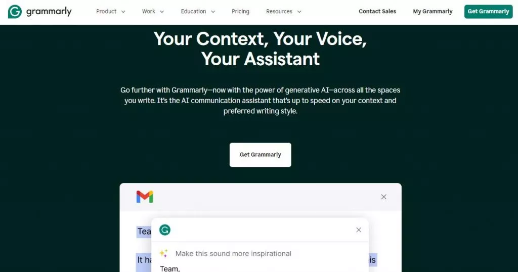 Grammarly-Website-Schnittstelle