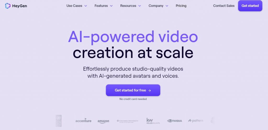 Heygen-Website-Schnittstelle