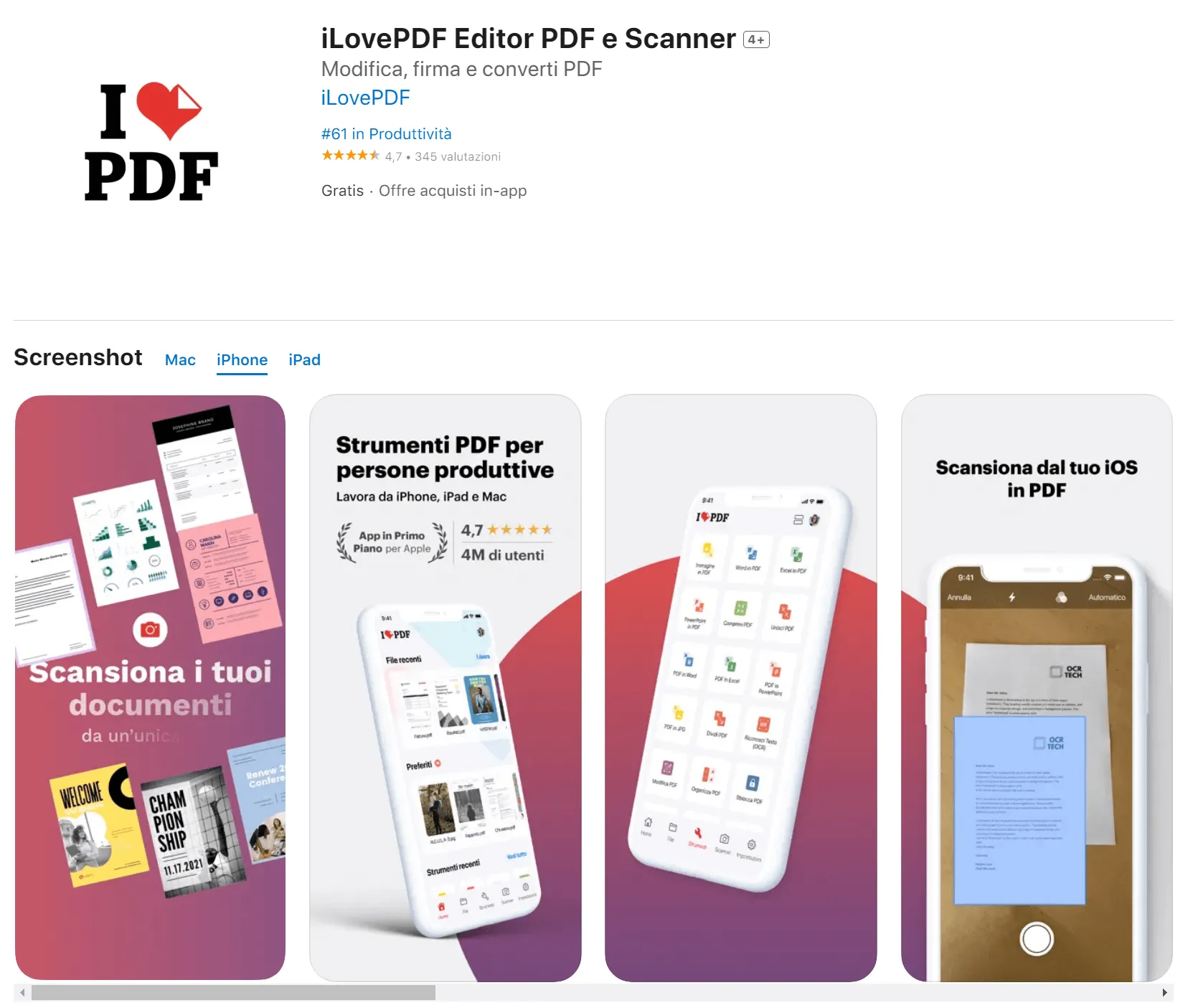 migliore convertitore PDF per iPhone iLovePDF