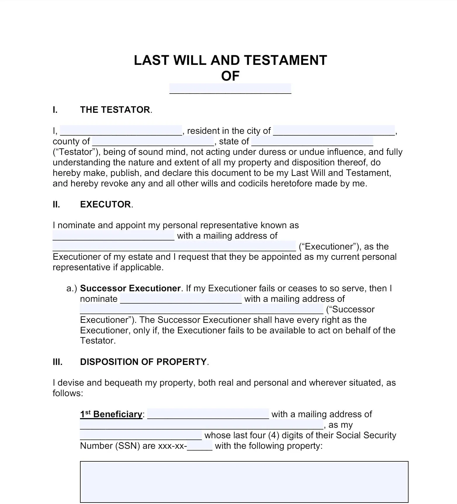 last will and testament from doyourownwill