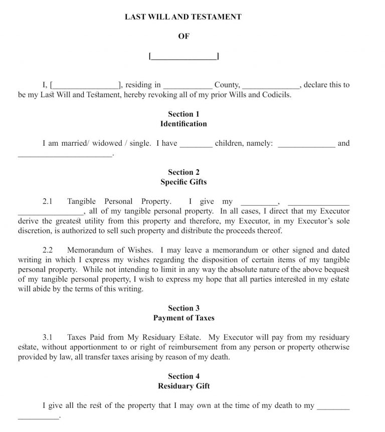 14 Free Last Will and Testament PDF Templates to Download