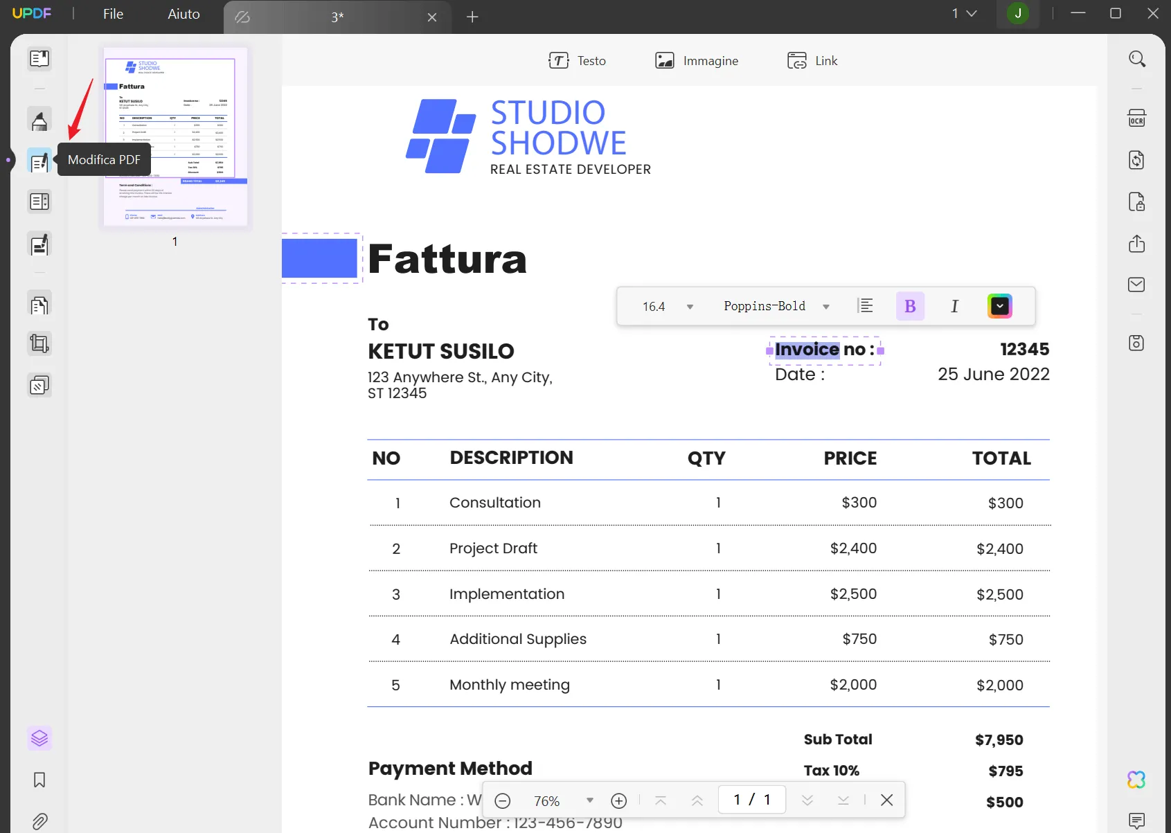 modificare una fattura elettronica