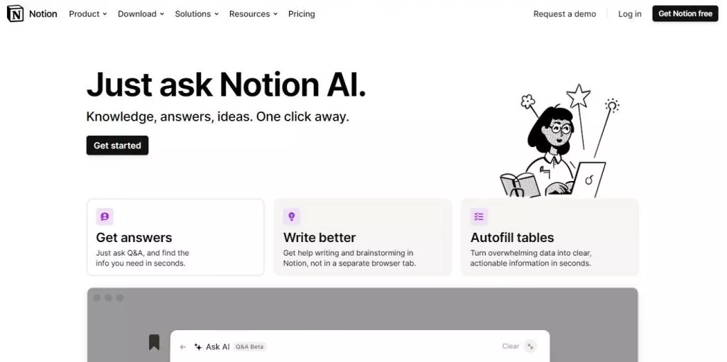 Notion AI-Website-Schnittstelle