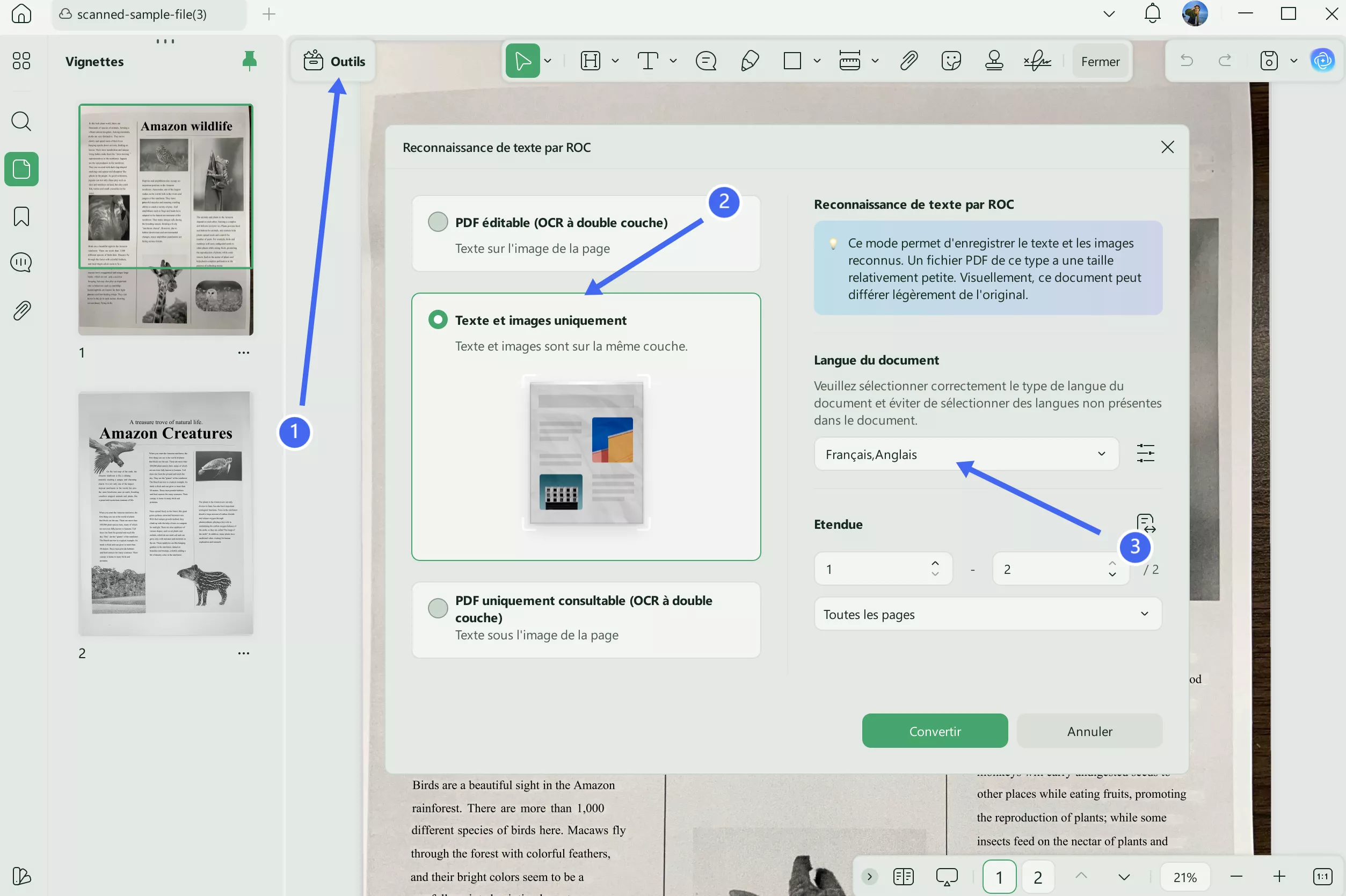 choisir un PDF contenant uniquement des images