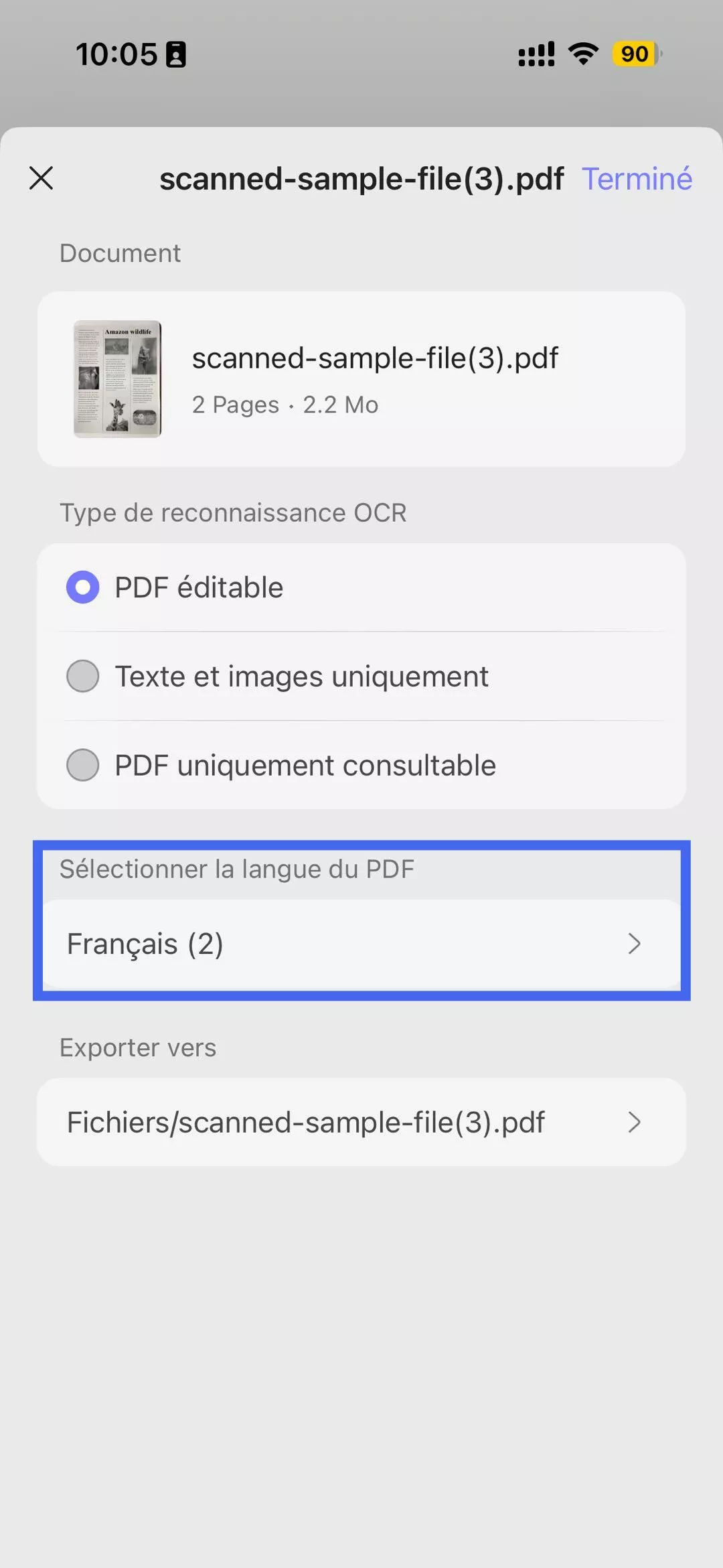 updf-ocr-langue