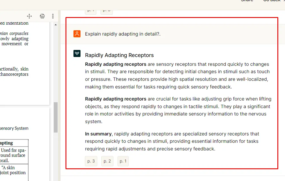 chat pdf online PDF.ai response to the query  