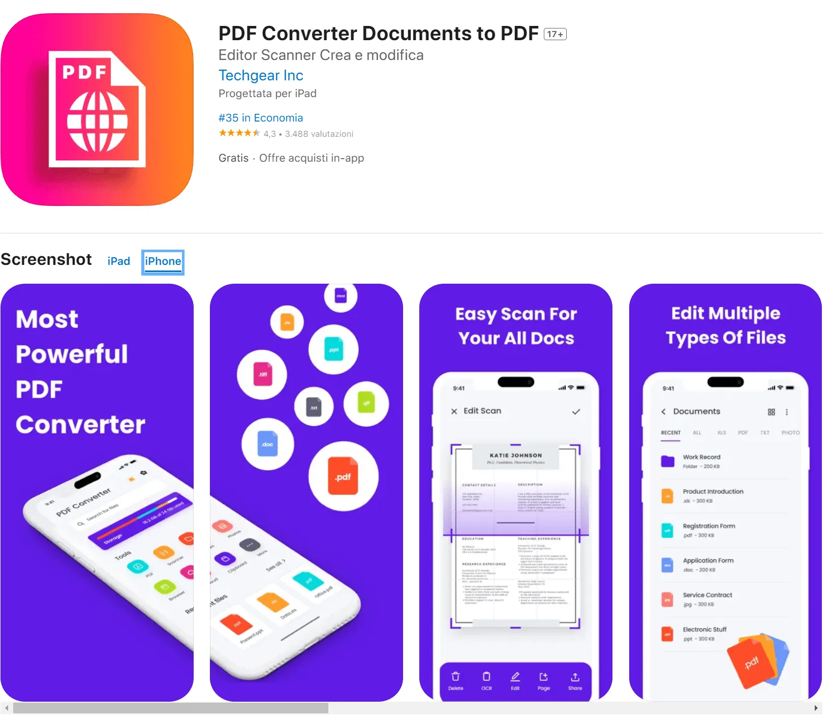 migliore convertitore PDF per iPhone PDF Converter Documents to PDF