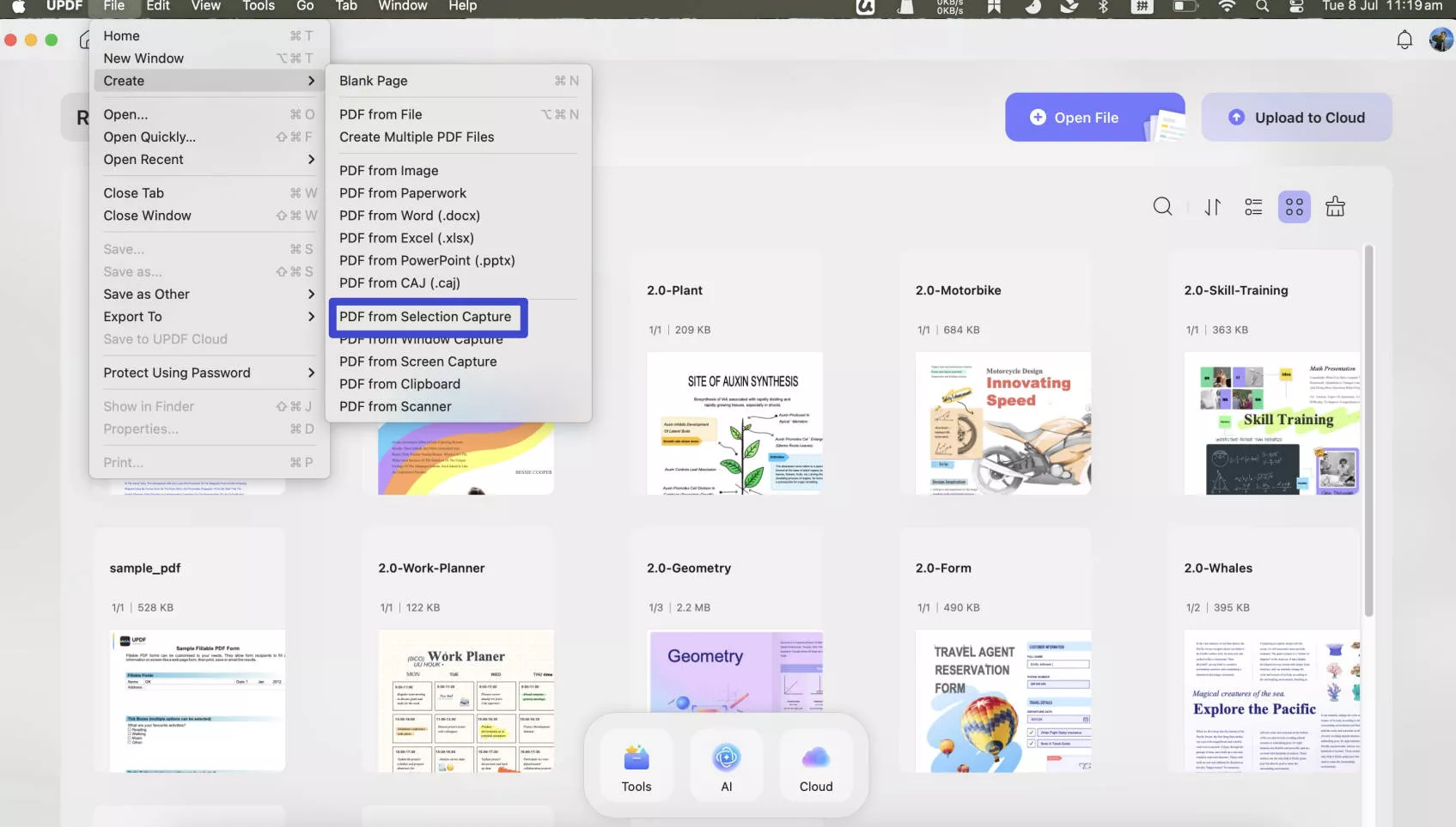 pdf from selection capture updf mac