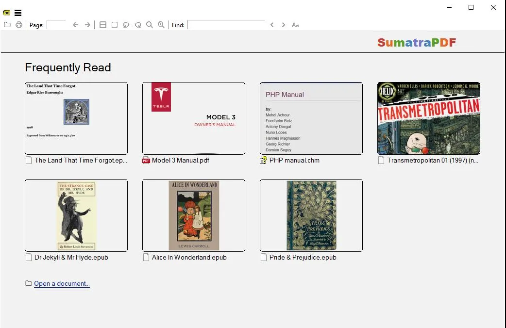 SumatraPDF user interface