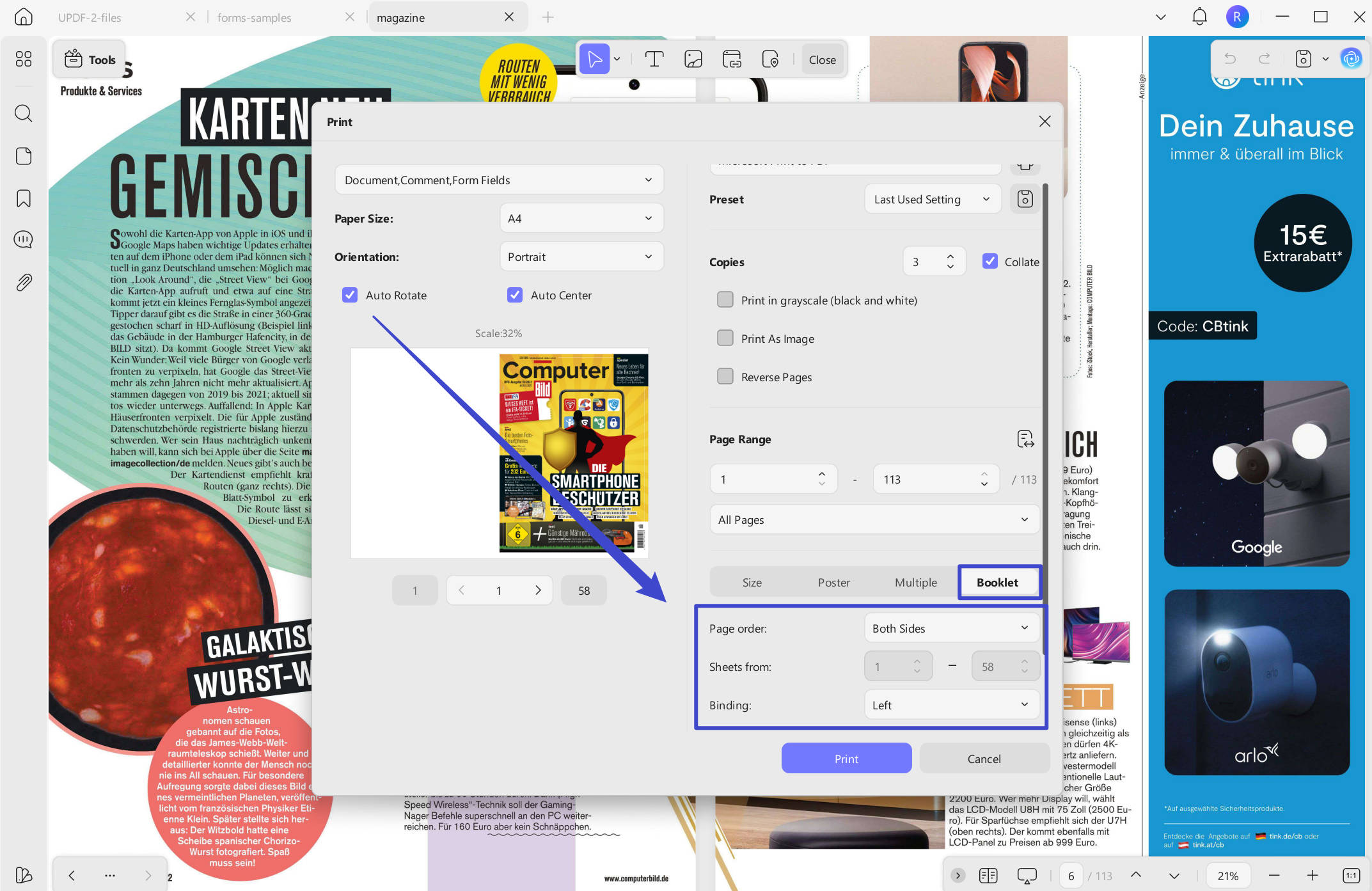 PDF Printing to Booklets/Posters with UPDF on Windows