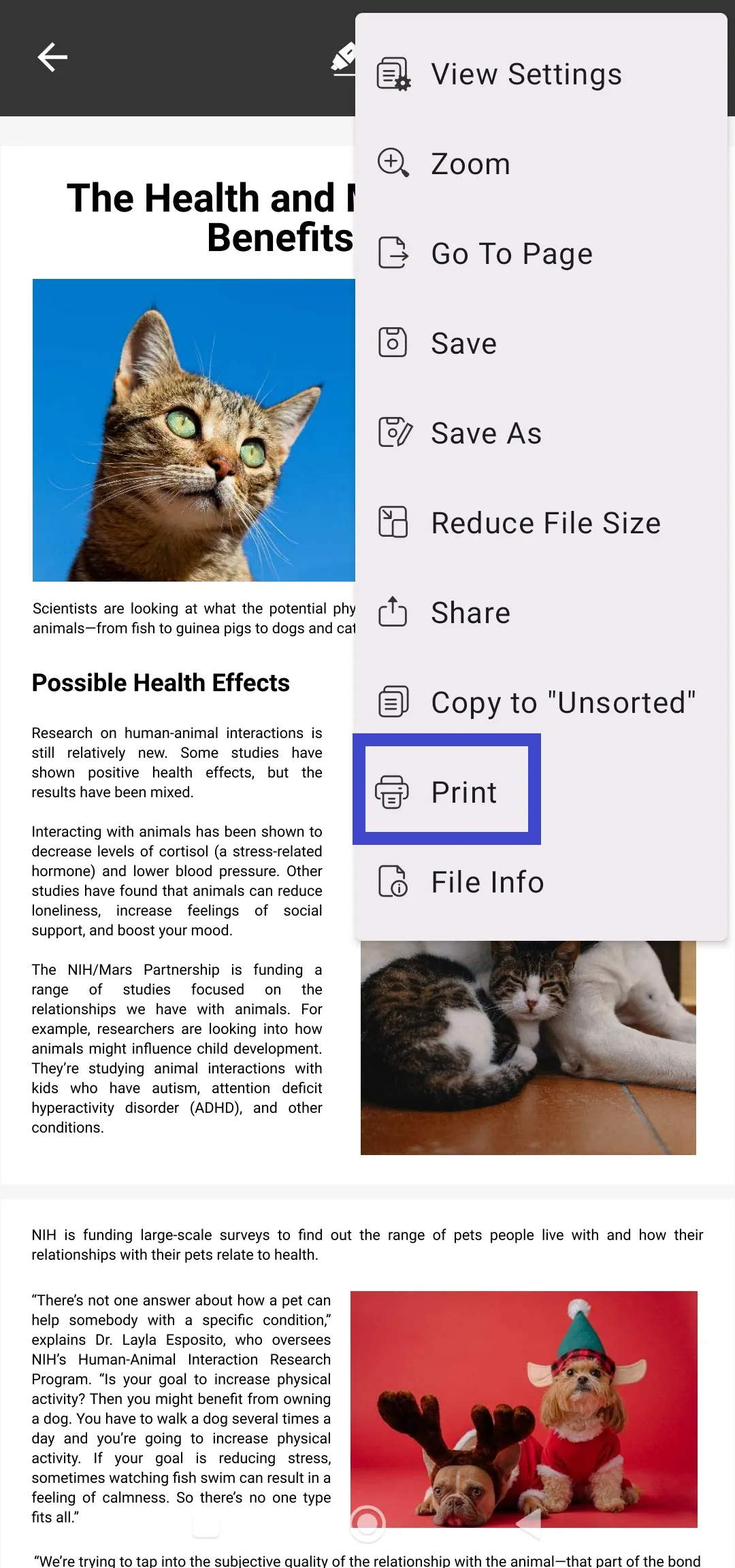 print pdf android updf print