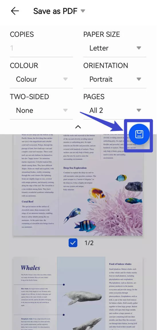 print pdf android updf save as pdf