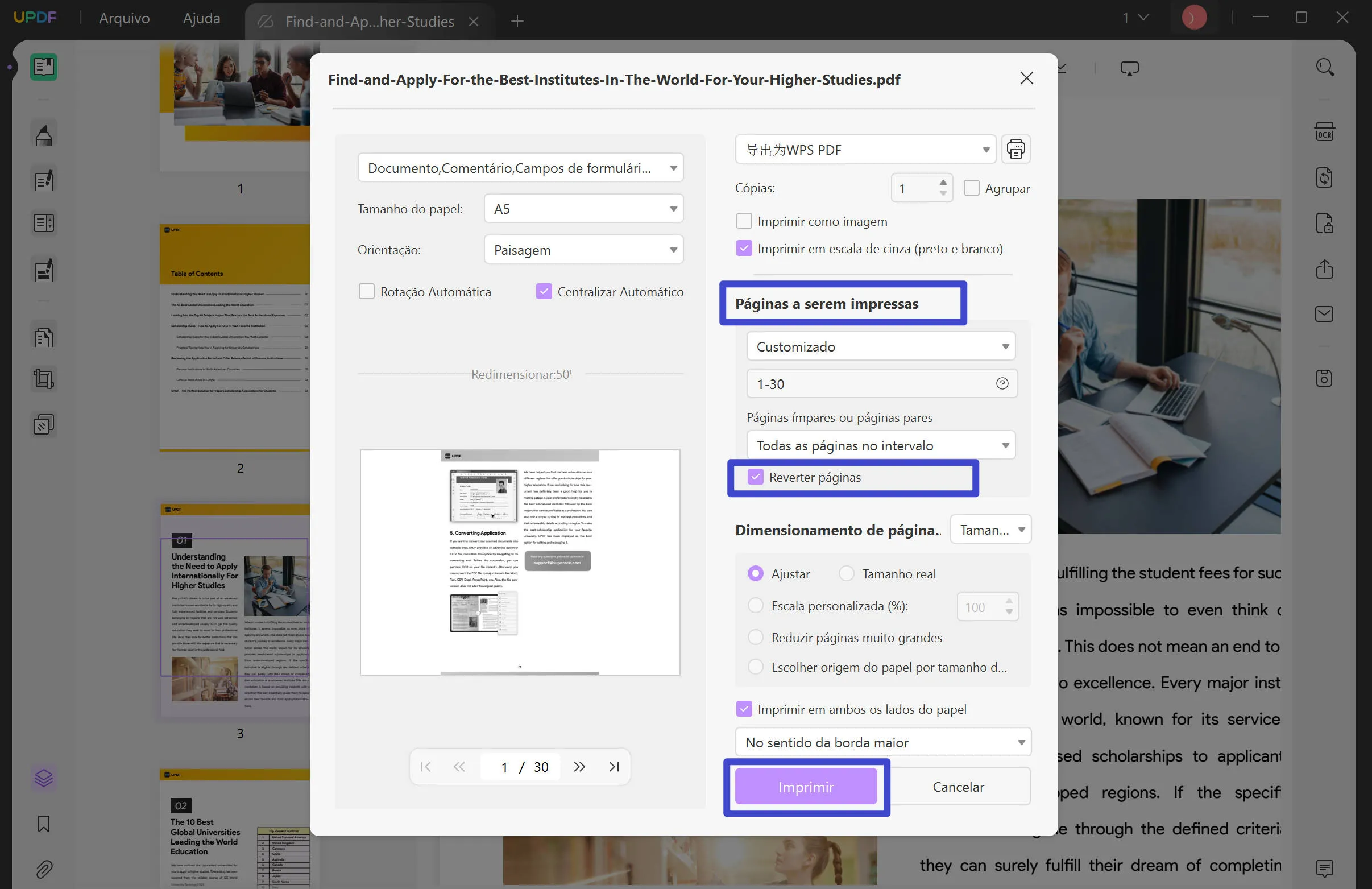 alterar ordem de paginas pdf