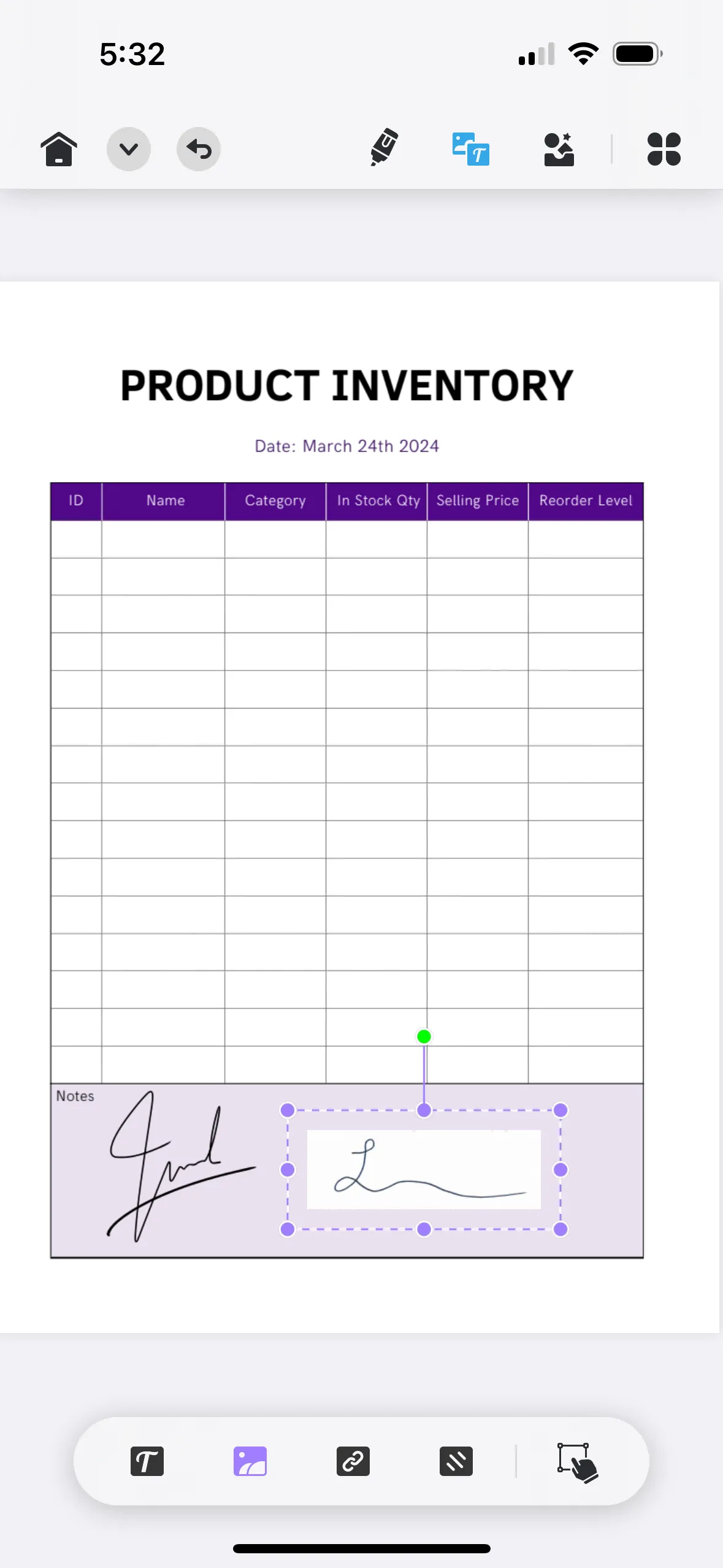 adjust the signature image in the PDF with UPDF for iOS