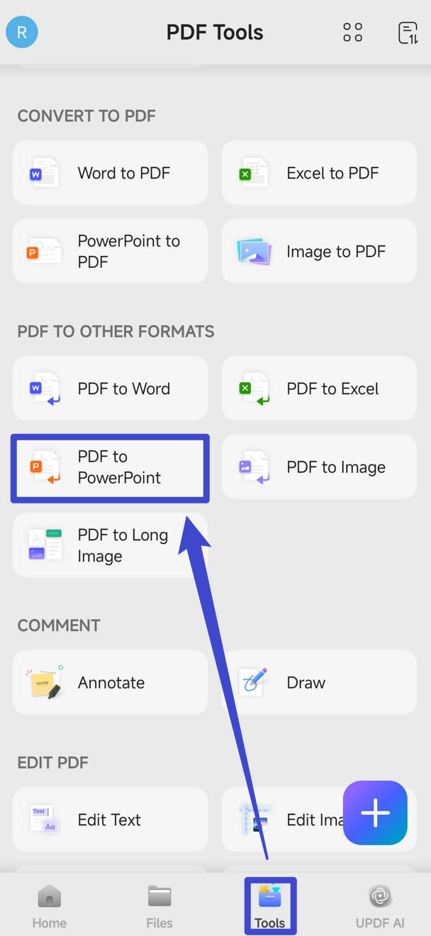 select PDF to PPT with UPDF for Android