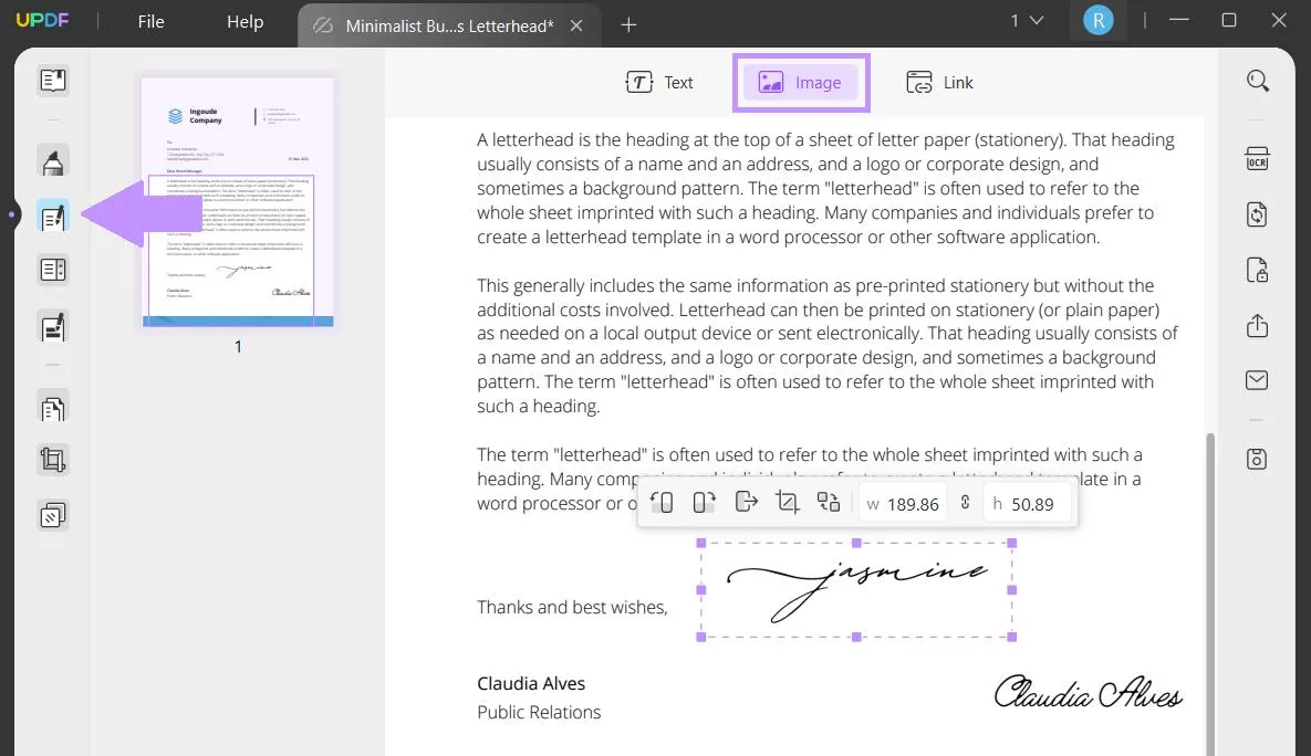 sign PDF with UPDF by adding images