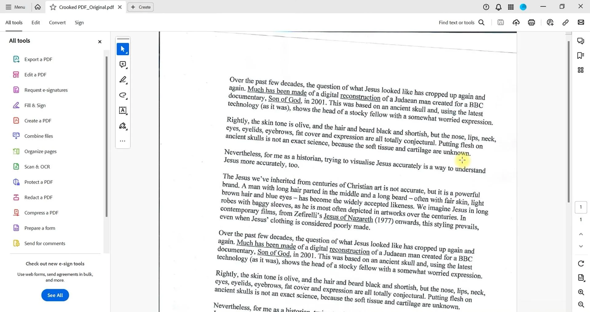 스캔한 PDF를 똑바르게 하기 Adobe Acrobat을 사용하여 스캔한 PDF를 똑바르게 하기