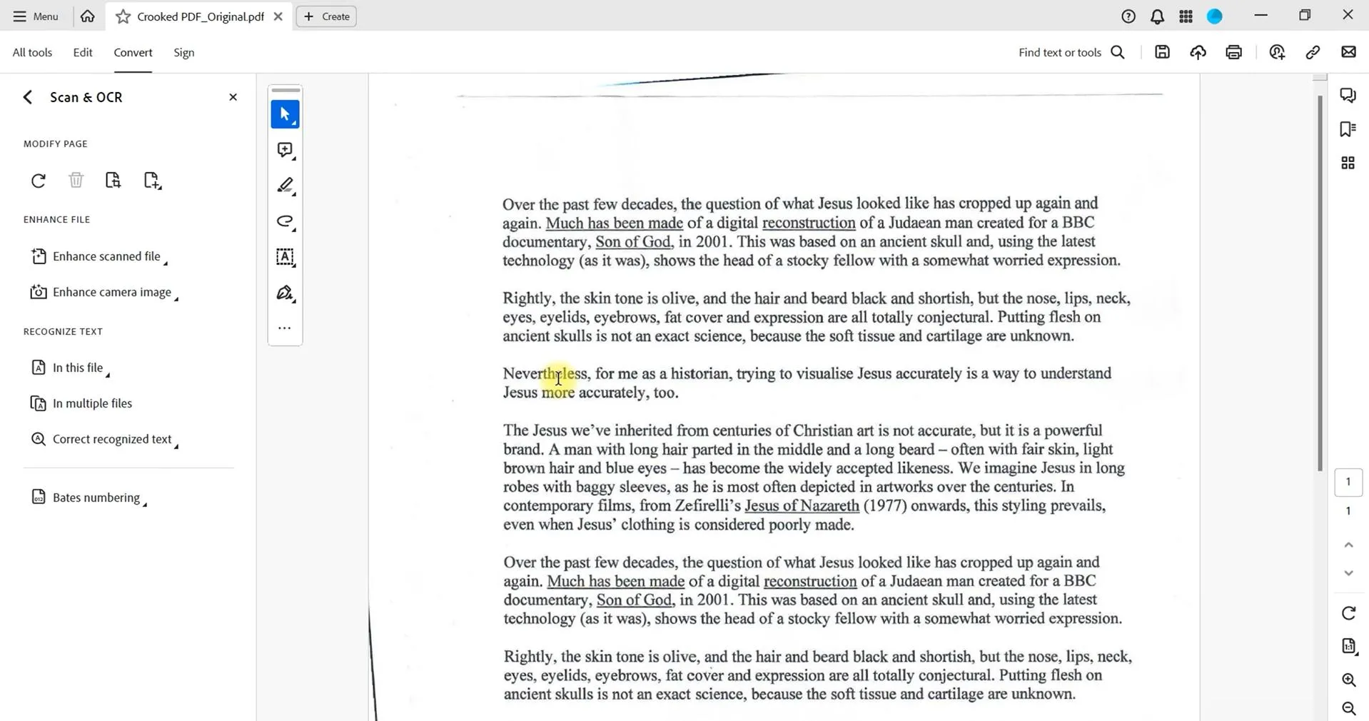 Redresser un PDF numérisé Enregistrer un PDF redressé avec Adobe Acrobat